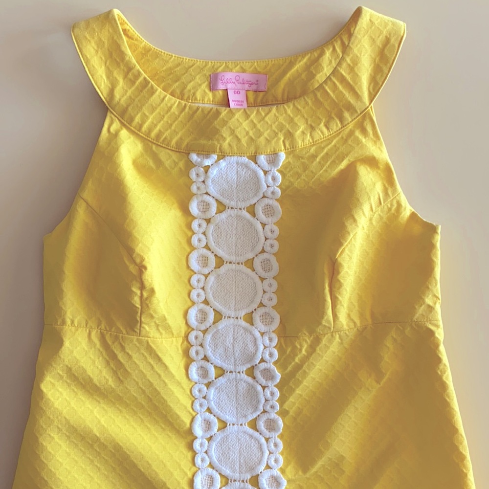 Lilly Pulitzer Jacqueline Shift Dress Yellow Sz 00 - Picture 1 of 9